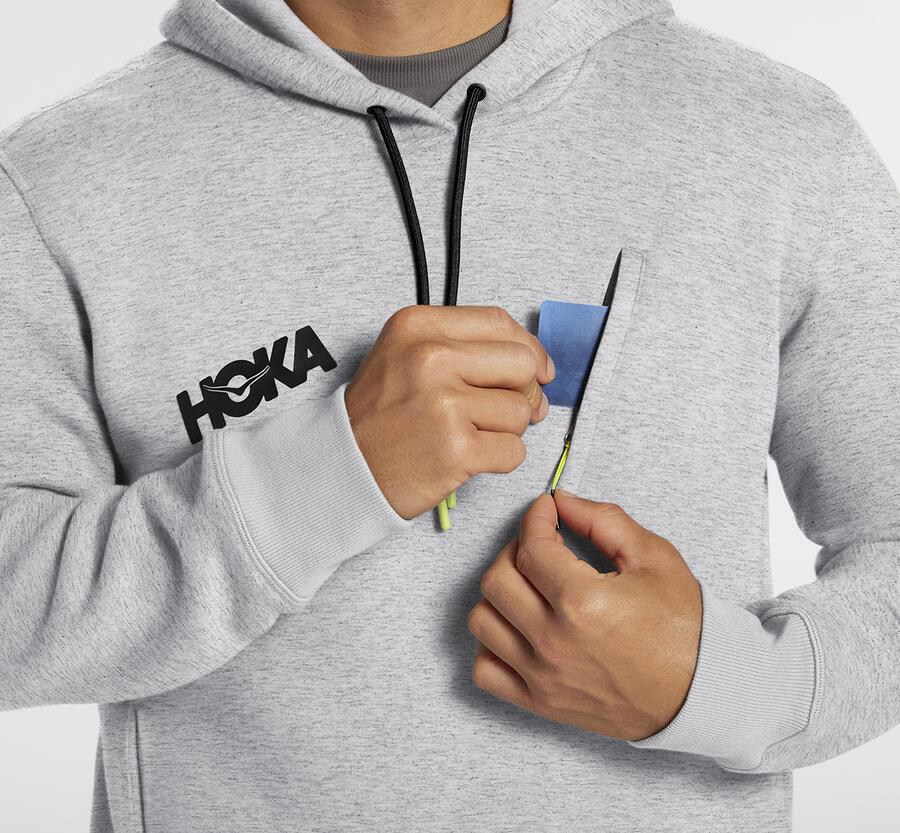 Hoka One One Mens Hoodie - Performance - Grey - LMIZ21586